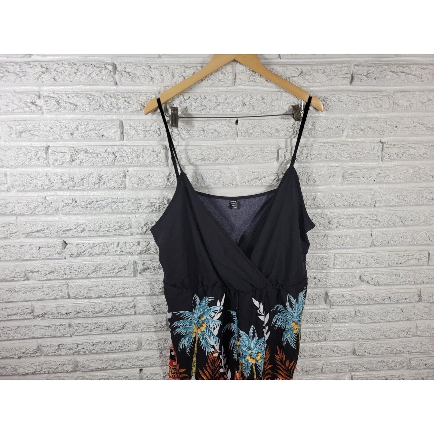 Shein Curve Women Top 4XL Plus Camisole Adjustable Spaghetti Strap Blue Tropical