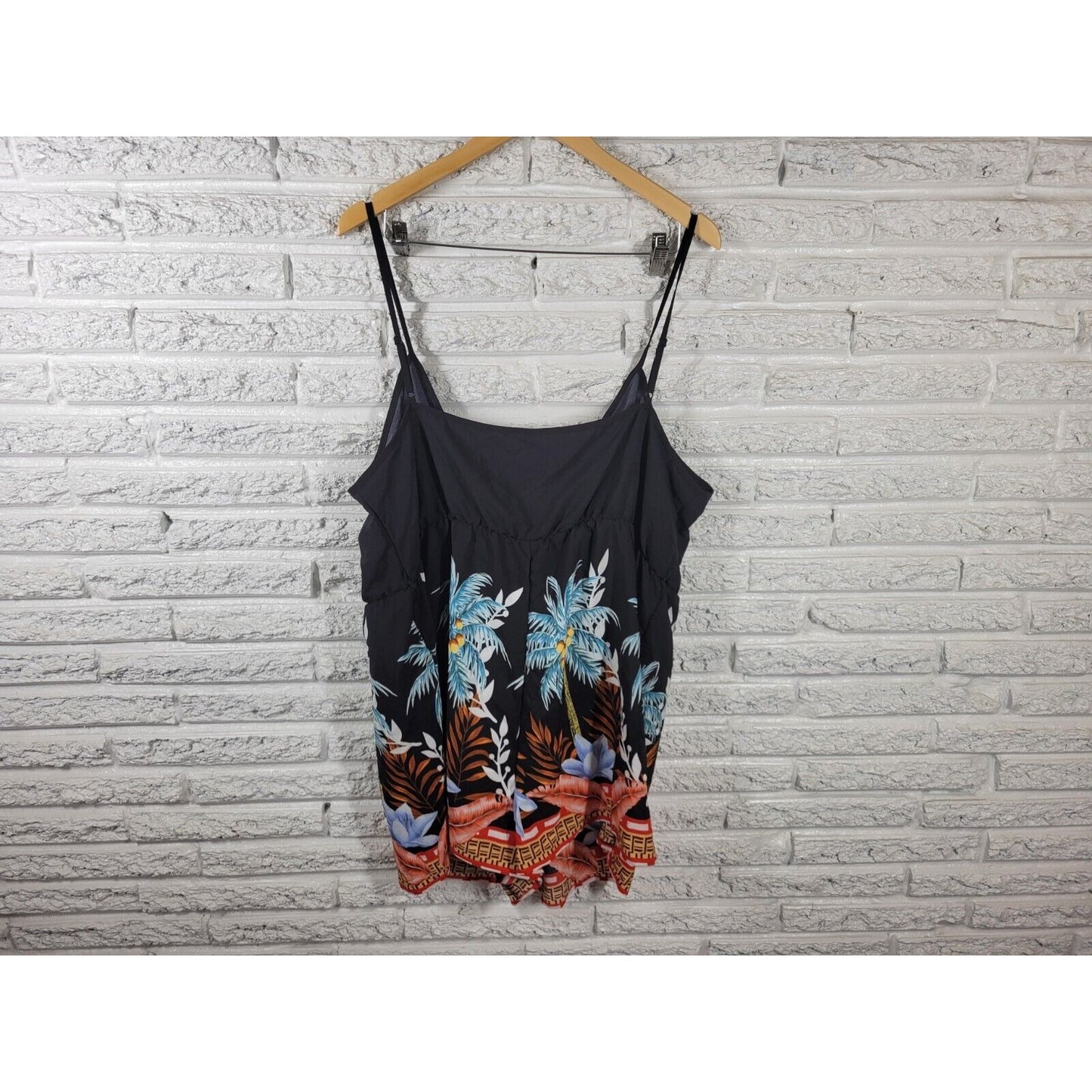 Shein Curve Women Top 4XL Plus Camisole Adjustable Spaghetti Strap Blue Tropical