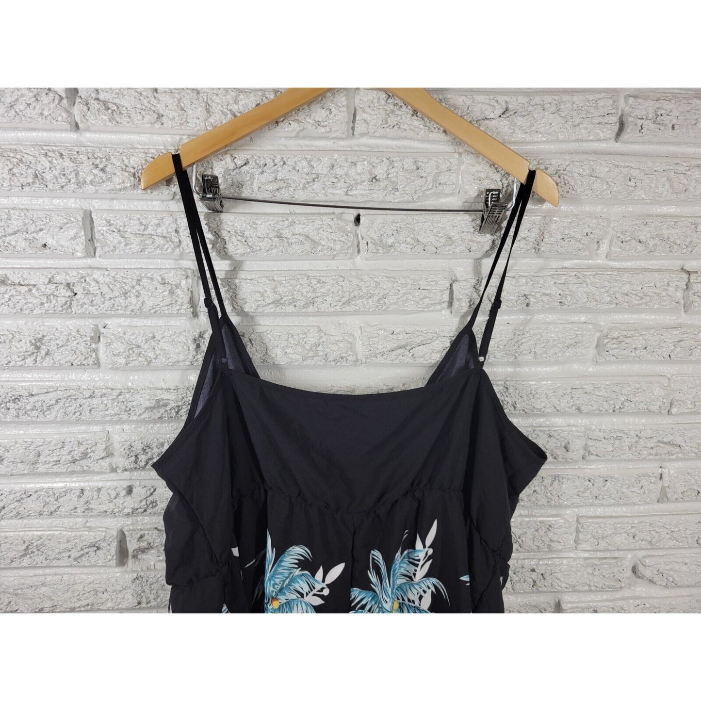 Shein Curve Women Top 4XL Plus Camisole Adjustable Spaghetti Strap Blue Tropical