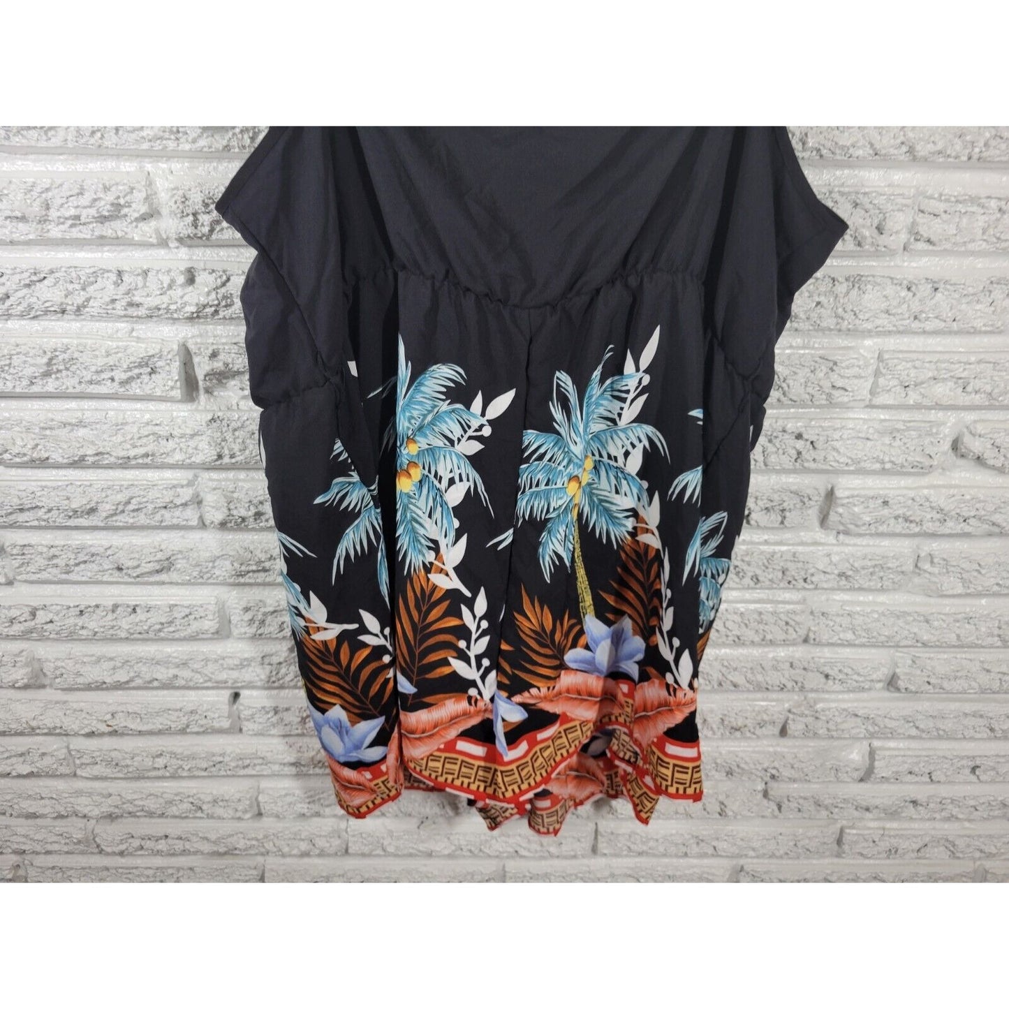 Shein Curve Women Top 4XL Plus Camisole Adjustable Spaghetti Strap Blue Tropical