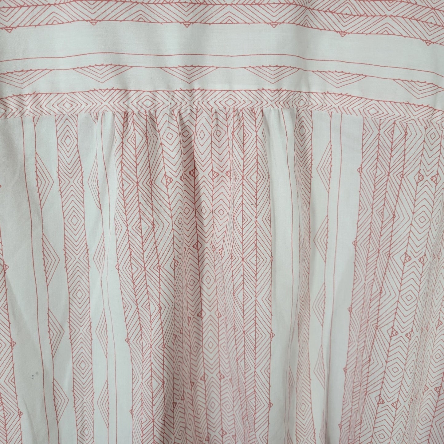 Roamans Womens Top 24W Plus Button Up Pink Geometric Cotton Blend Lightweight