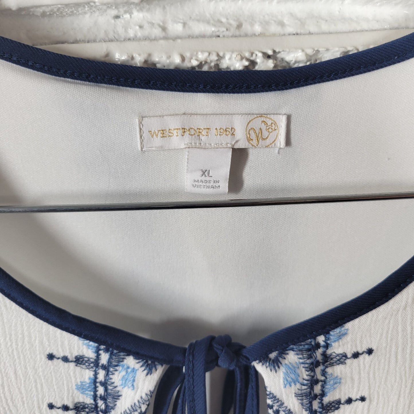 Westport Women XL Dress Blue Geometric Embroidered Rayon Mini Sheath Sleeveless