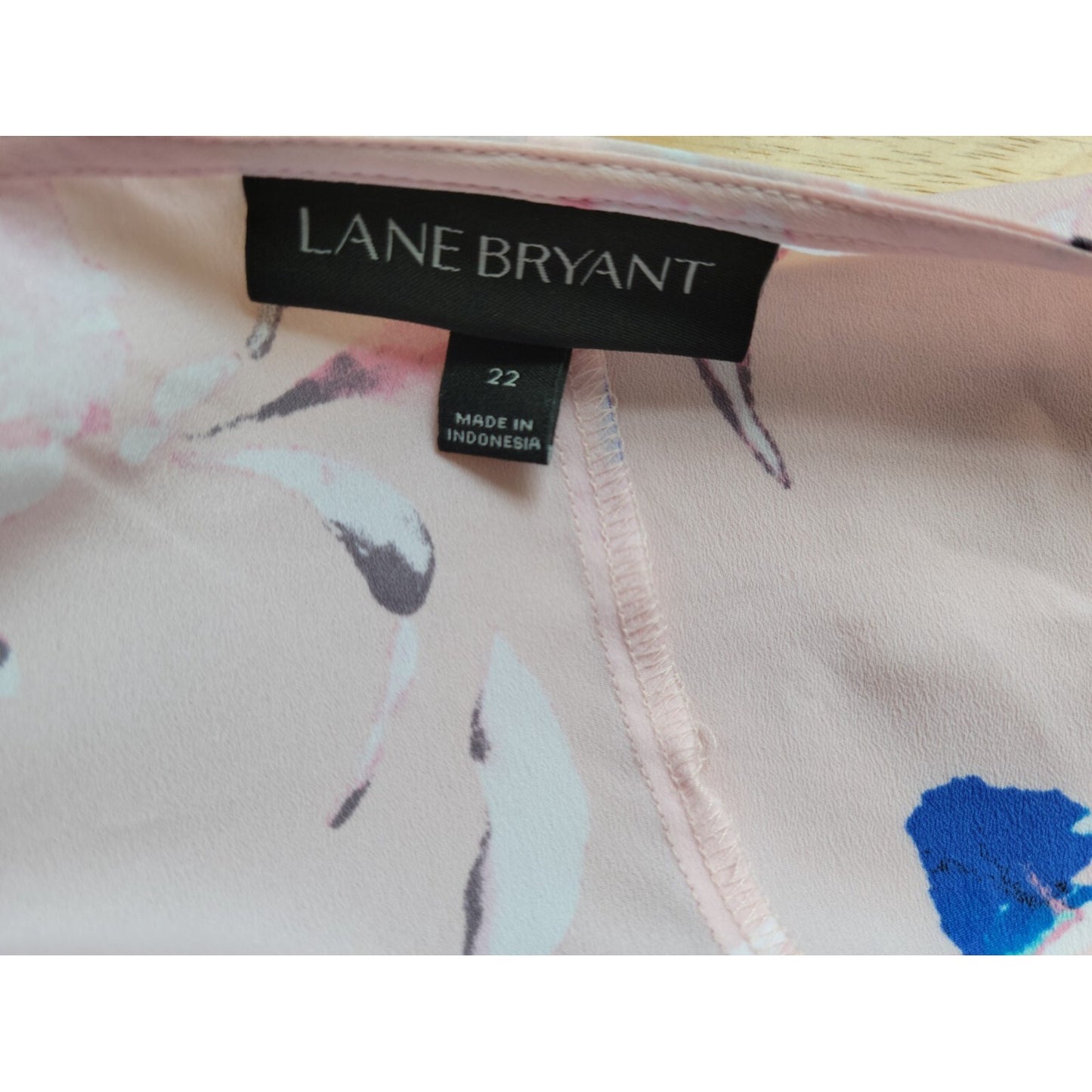 Lane Bryant Womens Top 22 Plus Cap Sleeve Pink Blue Floral Polyester Layered