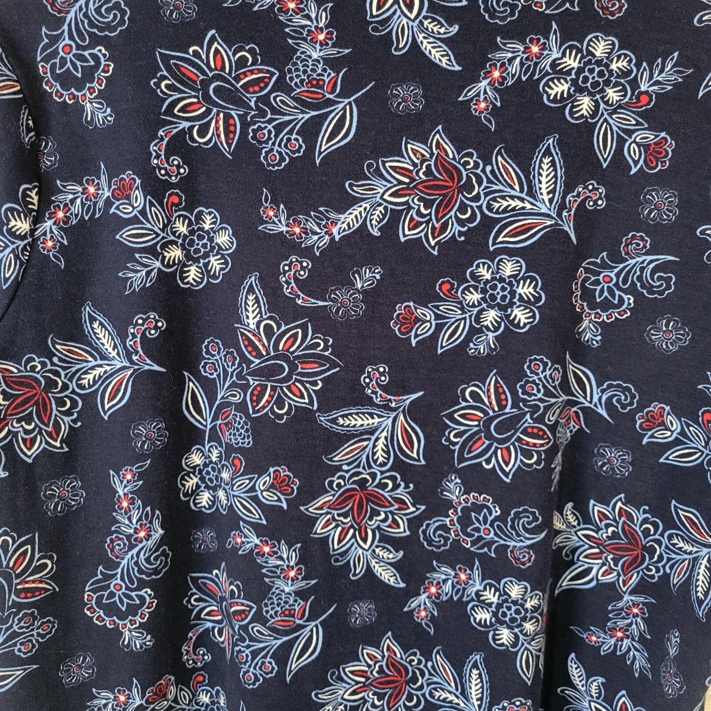 Kim Rogers Womens Dress XL Perfectly Soft Mini Blue Red Floral Comfy Cotton