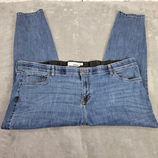 Sonoma Womens Jeans 26W Plus Cropped Straight Leg Blue Denim Zip Fly Comfy