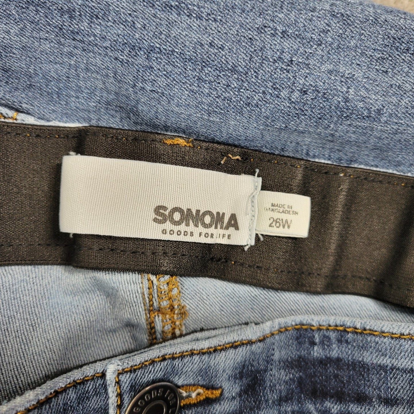 Sonoma Womens Jeans 26W Plus Cropped Straight Leg Blue Denim Zip Fly Comfy