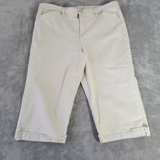 Gloria Vanderbilt Women's 16 Capri Skimmer Jeans White Denim 16.5" Inseam Cuffed