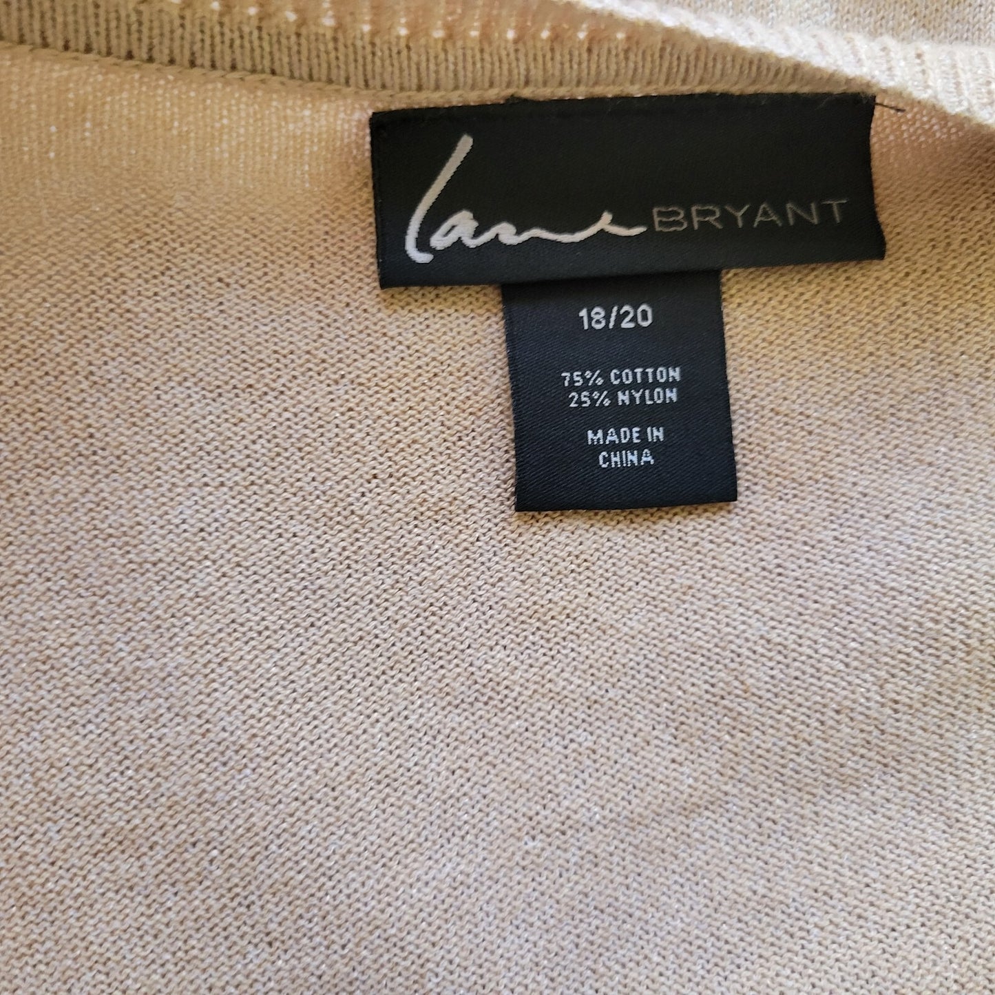 Lane Bryant Womens Sweater 18 20 Plus Cardigan Beige Lightweight Metallic Office