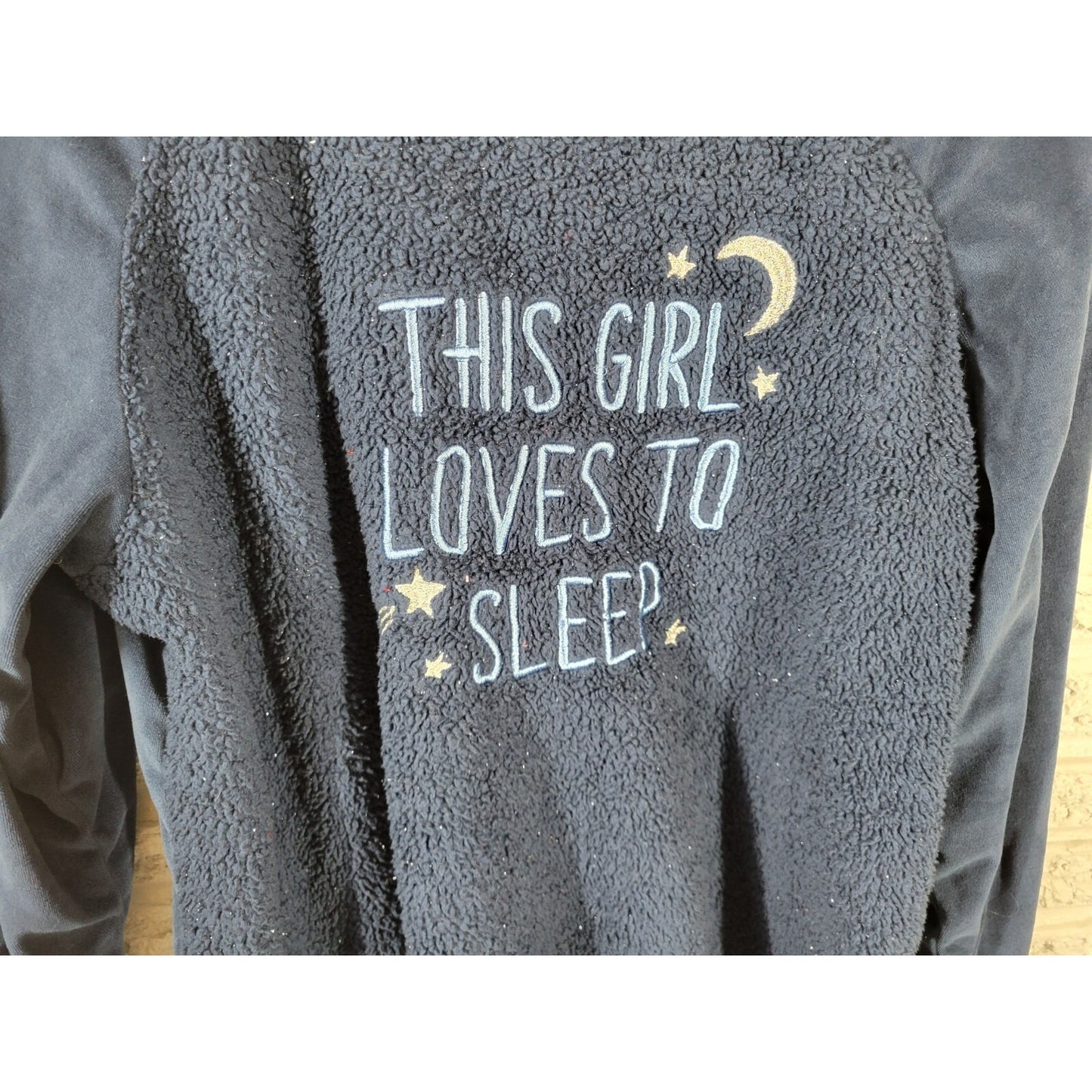 Secret Treasures Women Top 2X Plus Pajama Blue Fleece This Girl Loves to Sleep