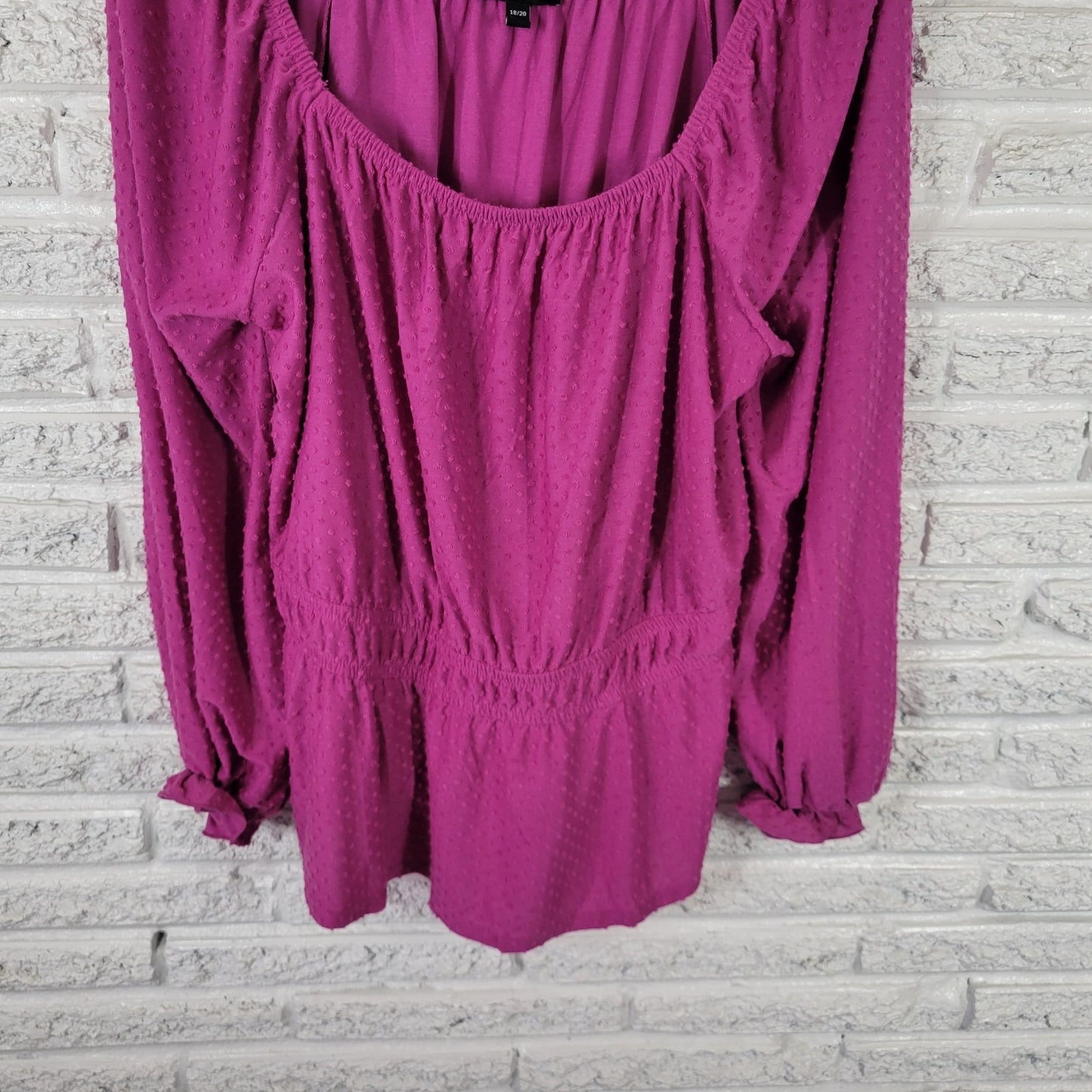 Lane Bryant Womens Top 18 20 Plus On Off Shoulder Purple Swiss Dot Polyester
