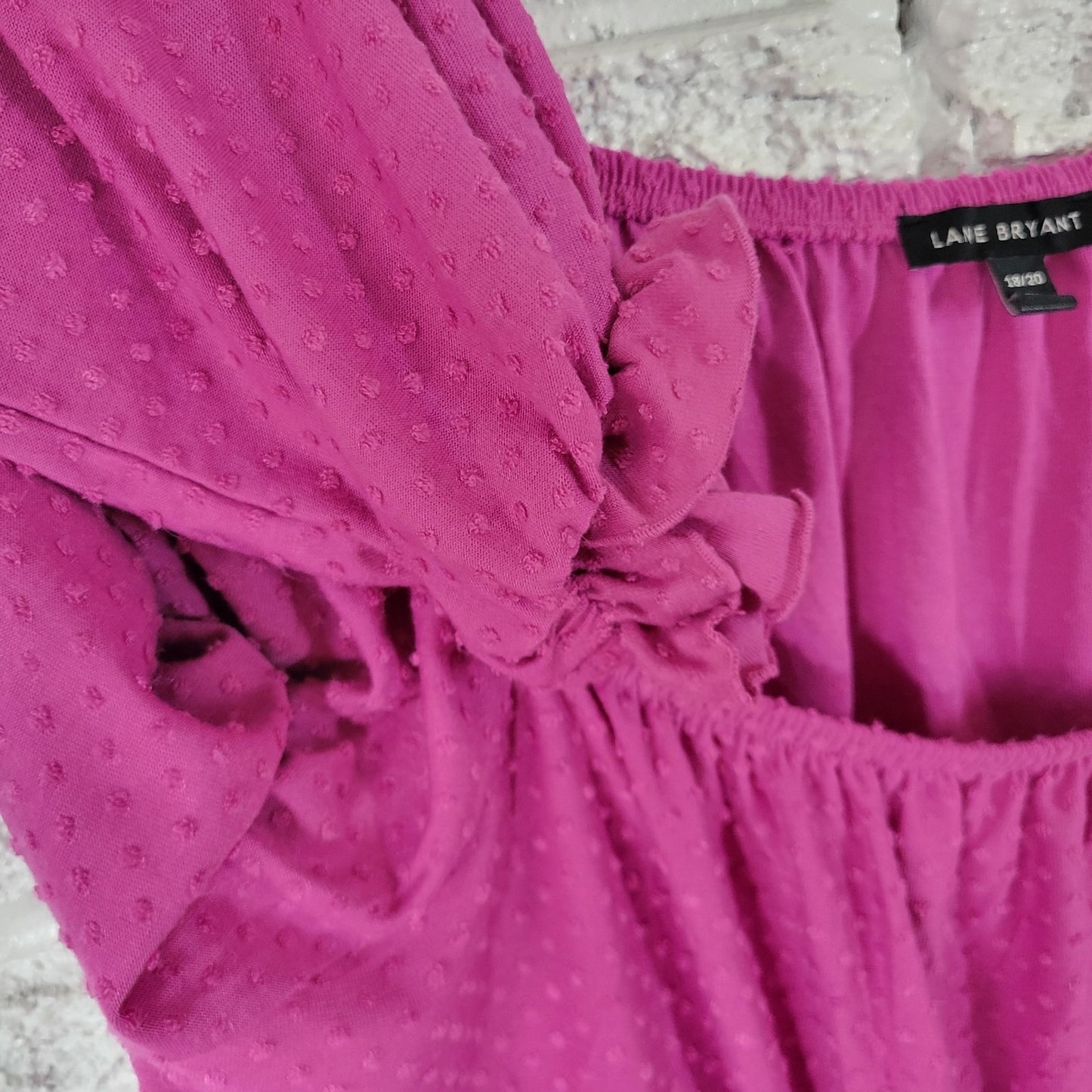 Lane Bryant Womens Top 18 20 Plus On Off Shoulder Purple Swiss Dot Polyester