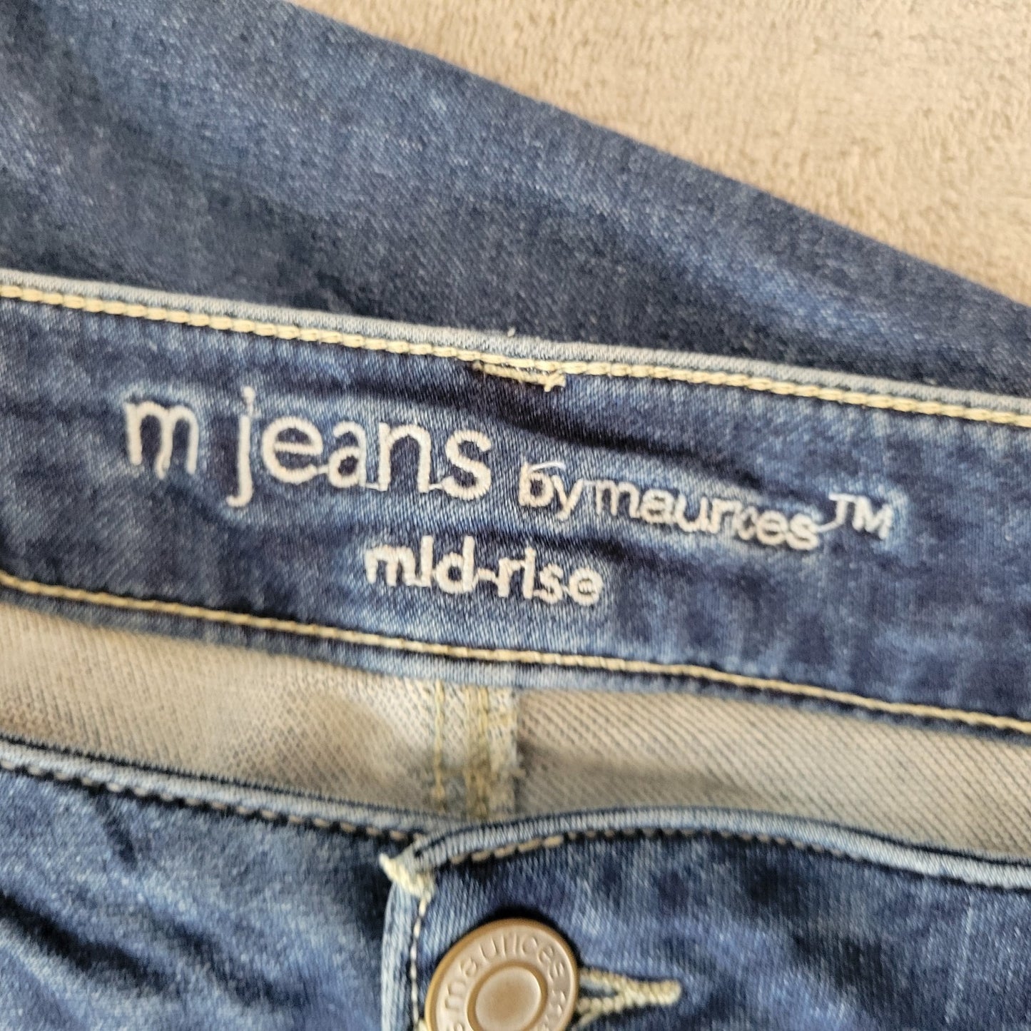 Maurices Womens M Jeans 22W Straight Leg Mid Rise Dark Blue Denim Zip Fly Comfy