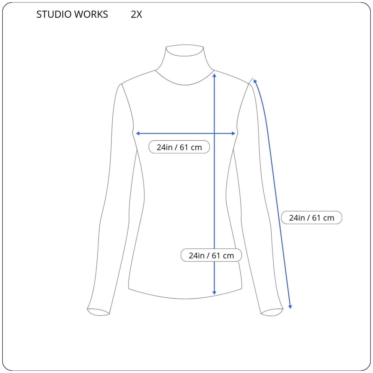 Studio Works Womens Sweater 2X Plus Cardigan Blue Zip Cotton Turtleneck Office