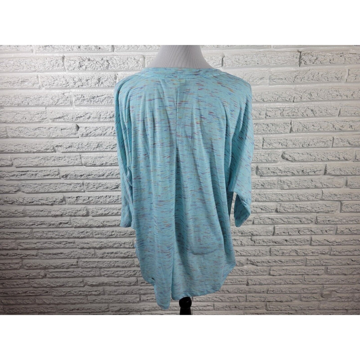 Faded Glory Womens Top 2X Plus Dolman 3/4 Sleeve Blue Heather Poly Blend Casual