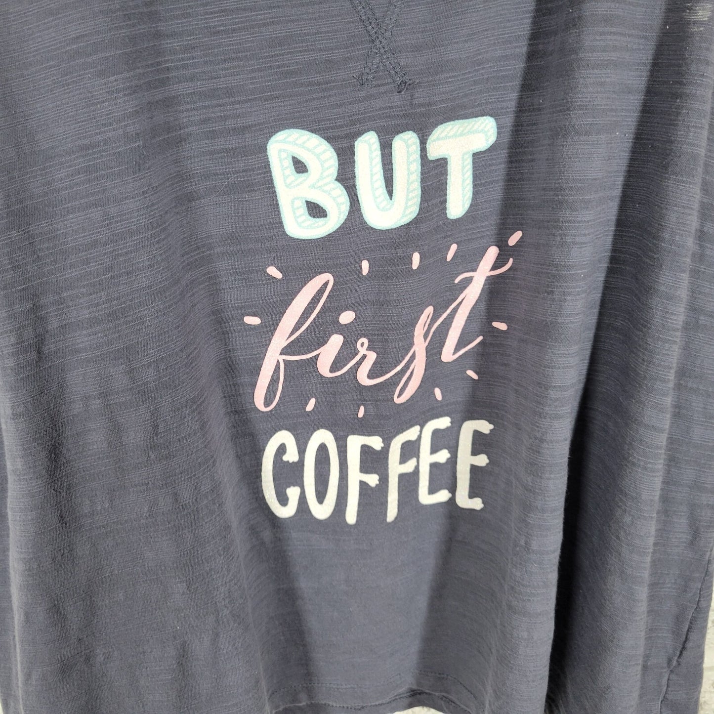 Secret Treasures Women Top 2X Plus Tank Pajama But First Coffee Lightweight Gray