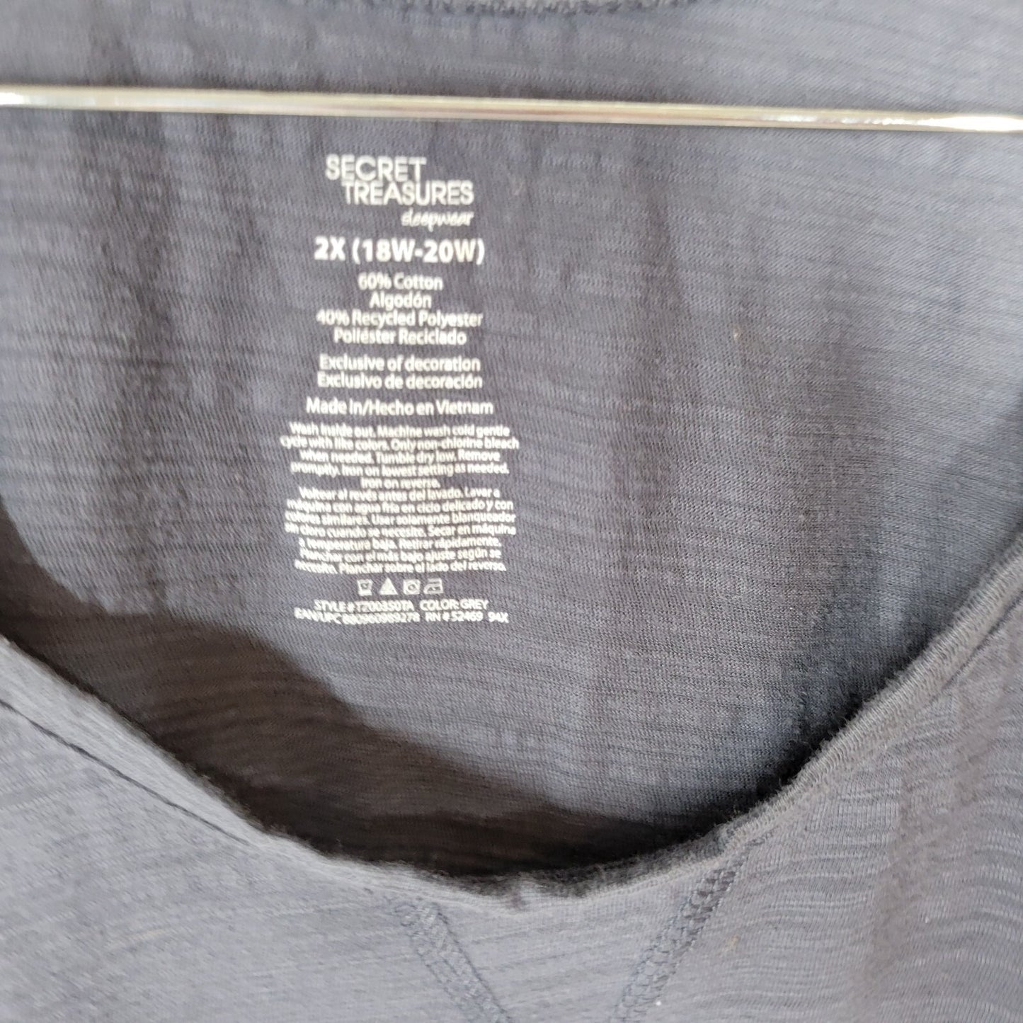 Secret Treasures Women Top 2X Plus Tank Pajama But First Coffee Lightweight Gray