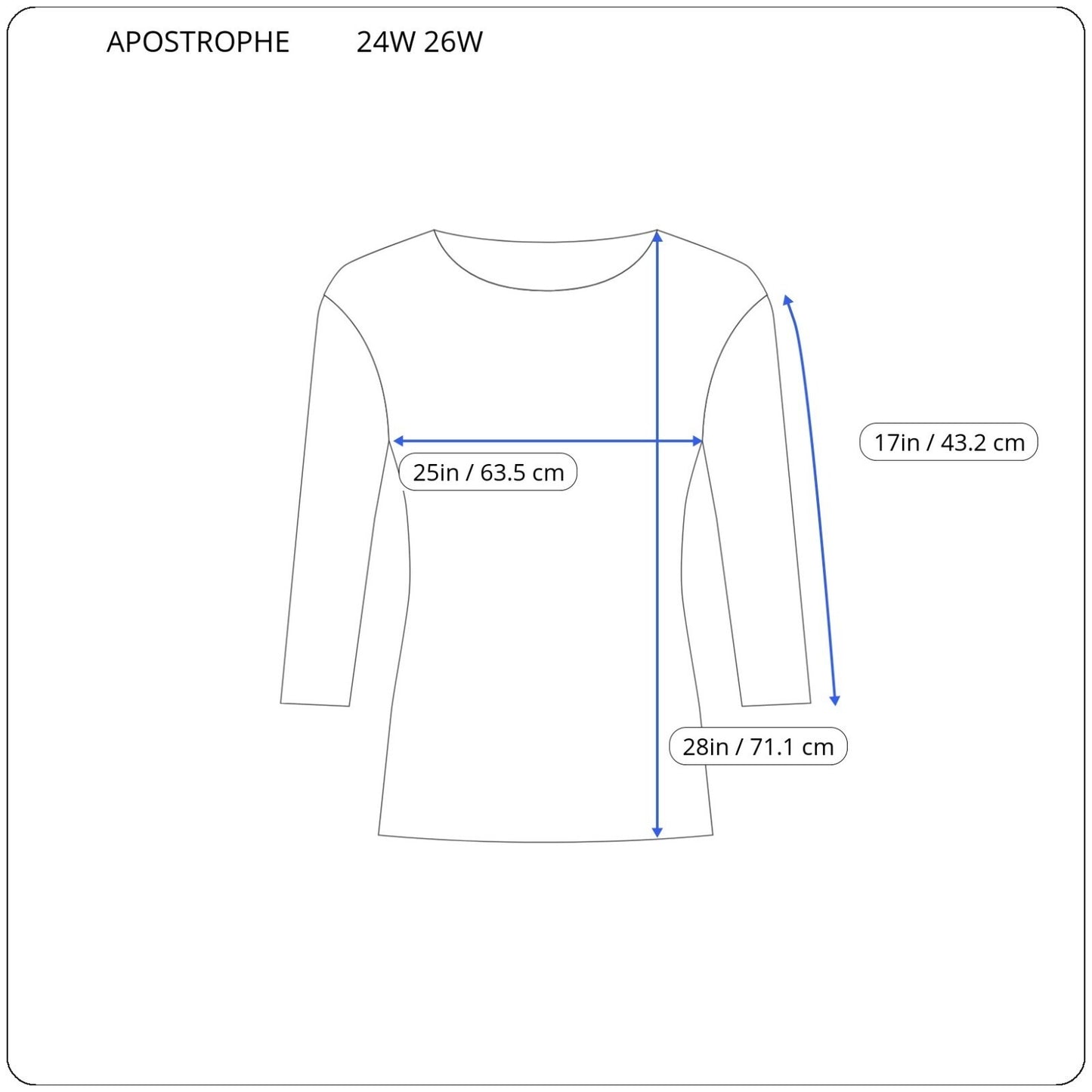 Apostrophe Women's Plus Size Top 24W 26W Blue Gray Geometric 3/4 Sleeve Blouse