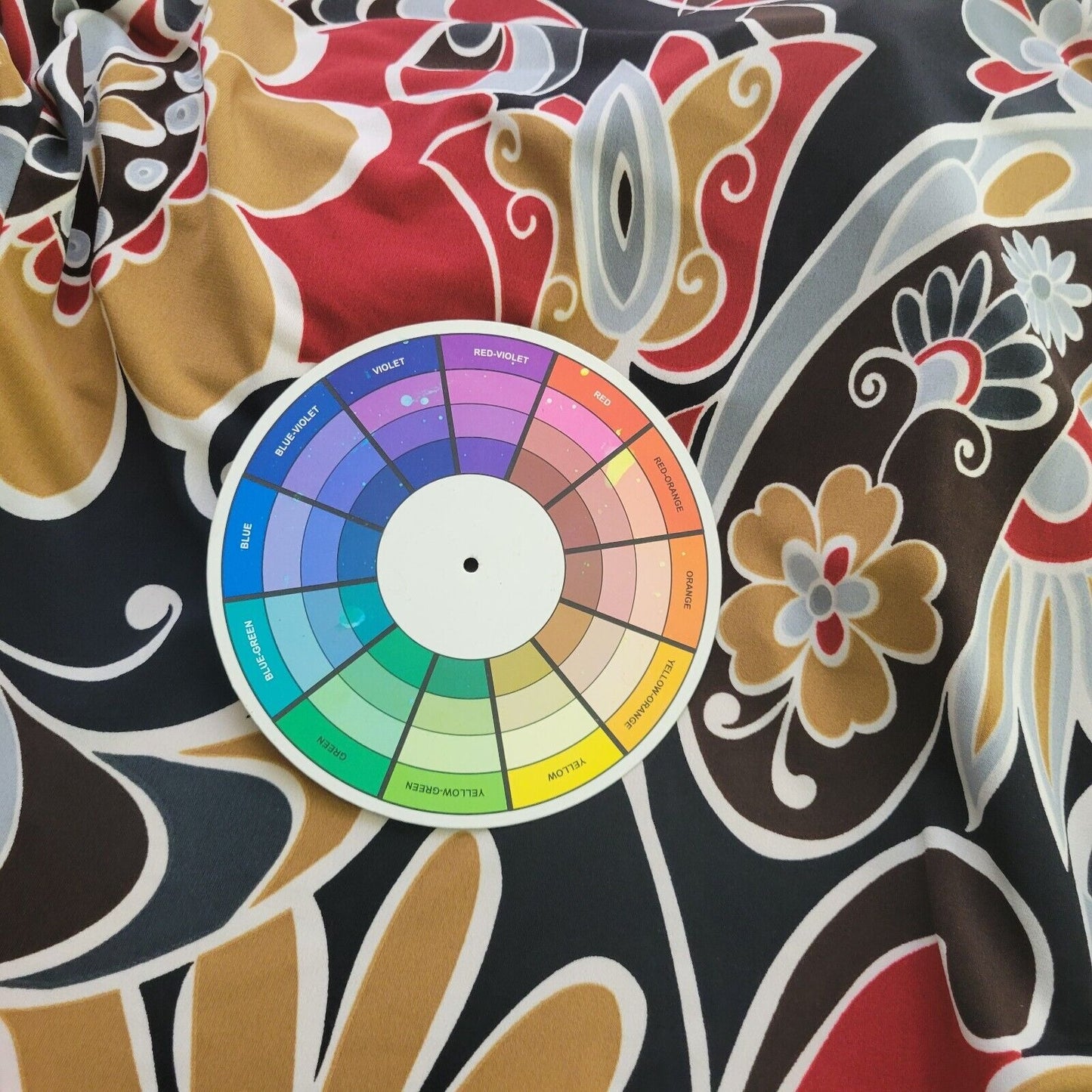 Dress Barn Womens Top 1X 3/4 Sleeve Red Tan Floral Poly Blend Sash Career Casual