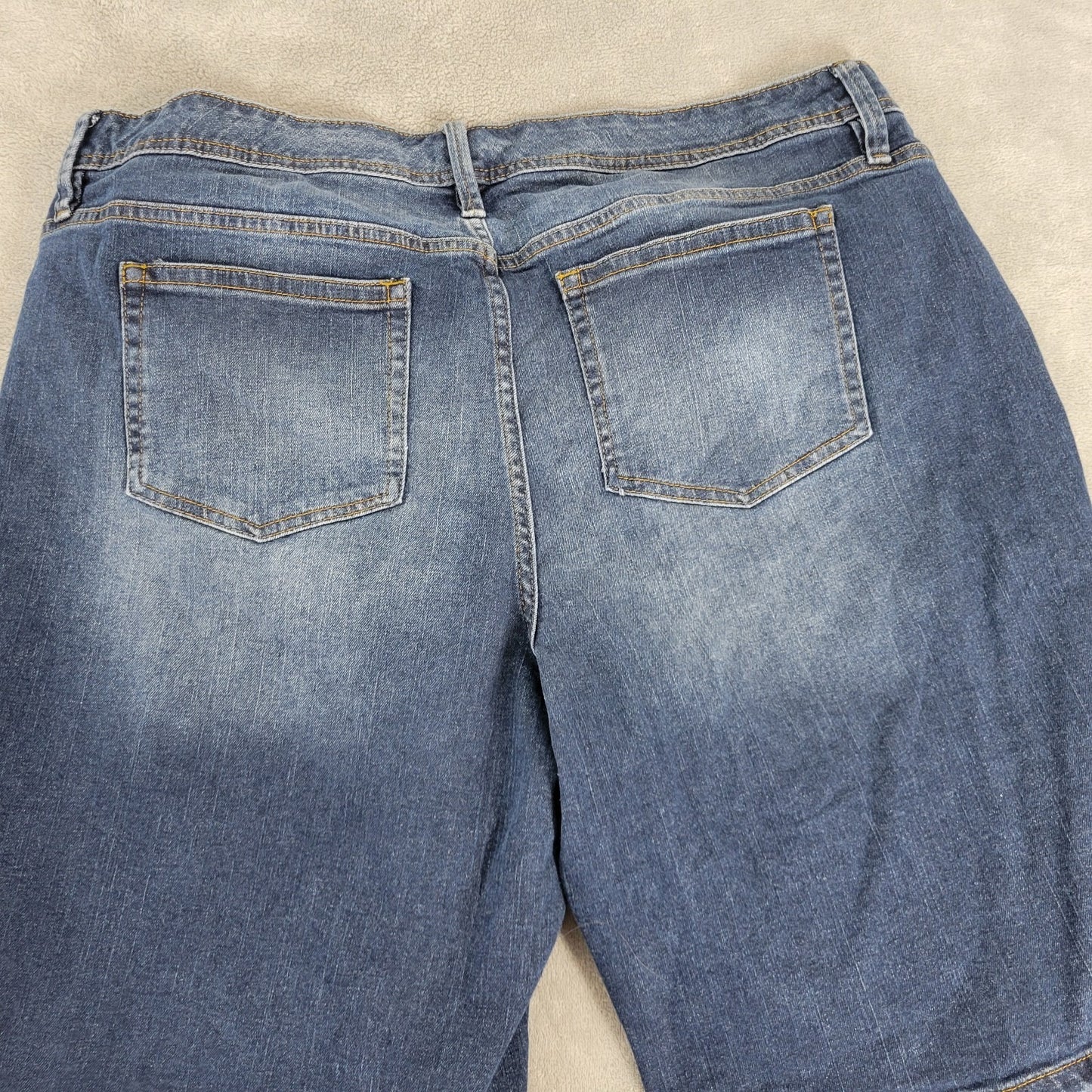 Ana Womens Shorts 20W Plus Dark Blue Denim Wash Zip Fly Cotton Blend Comfort