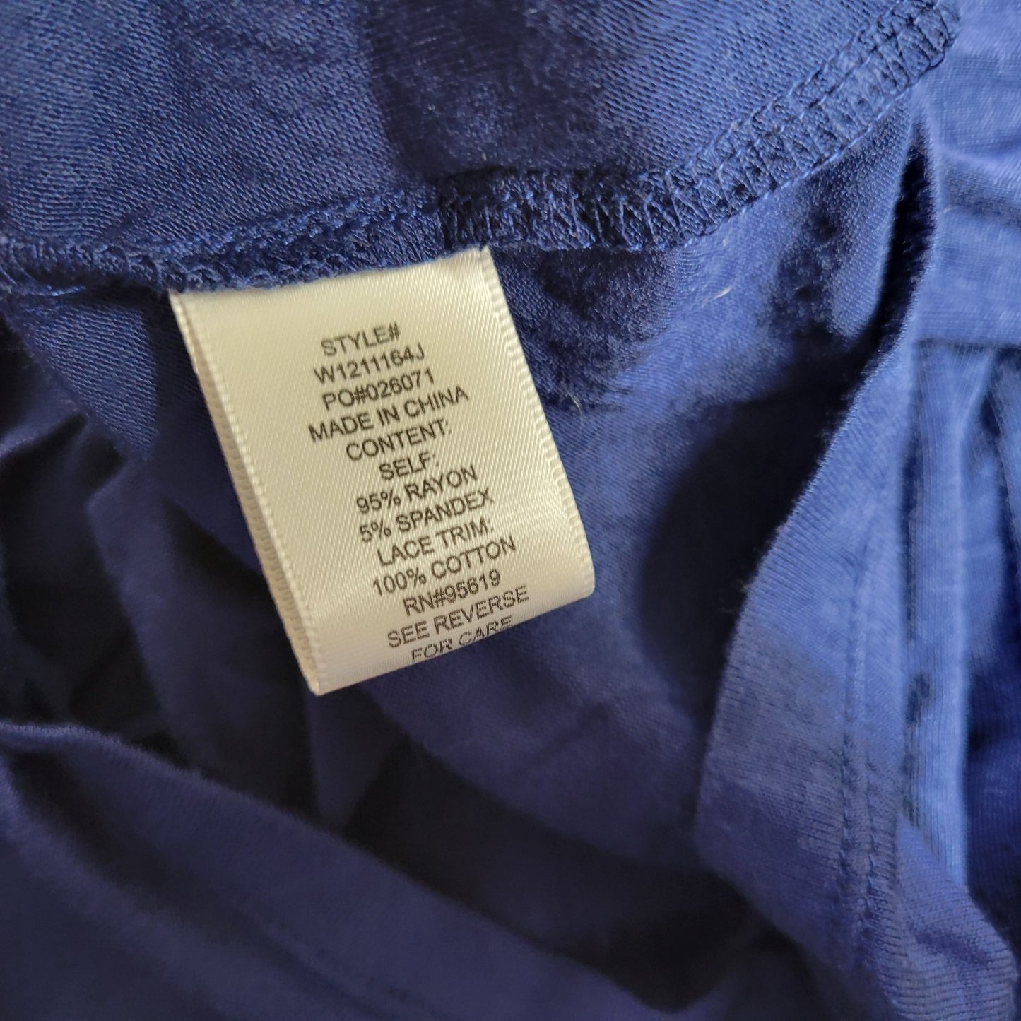 John Paul Richard Womens Top 1X Plus Tunic Crochet 3/4 Sleeve Pintucked Blue