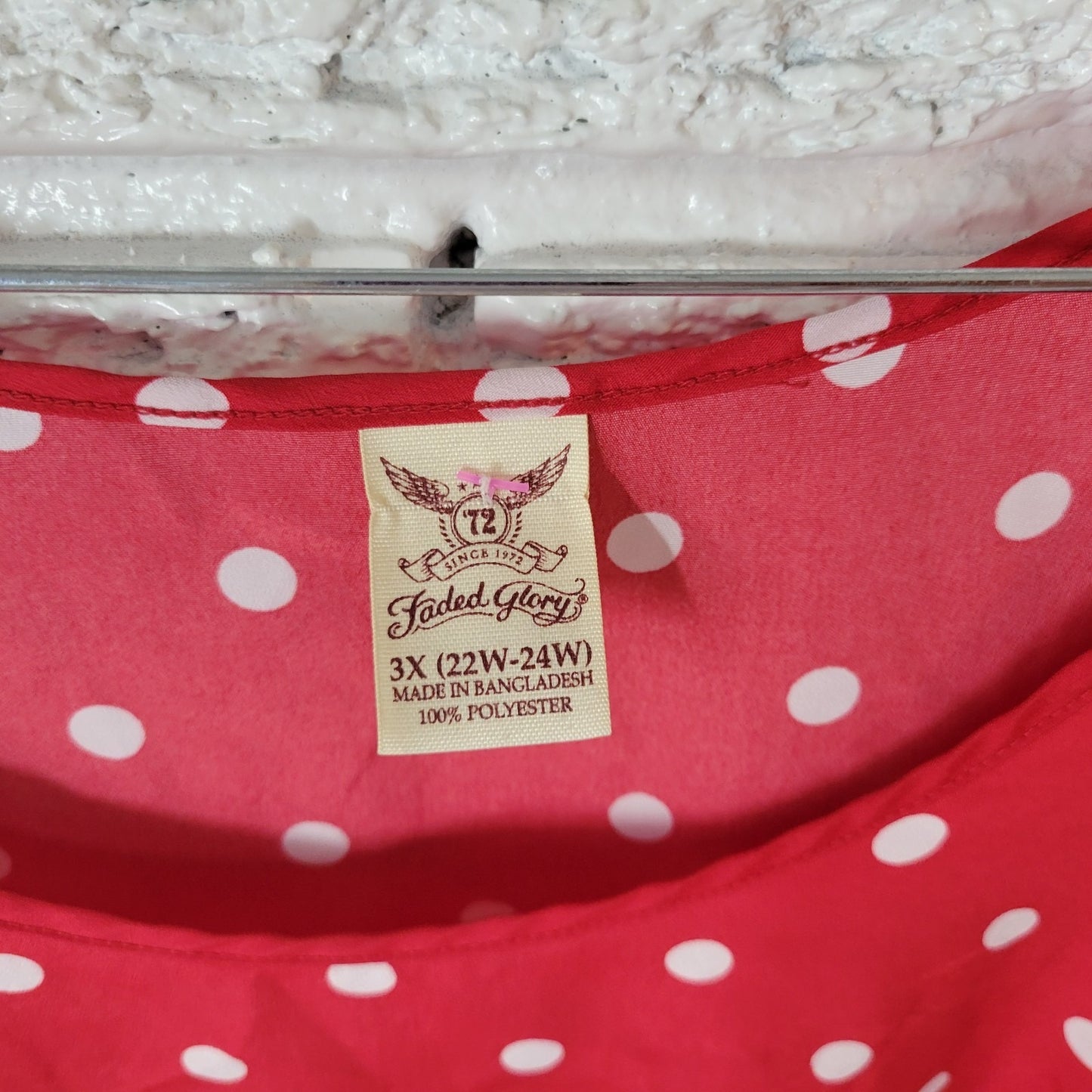 Faded Glory Womens Top 3X Plus Tank Red White Polka Dot Lightweight Casual