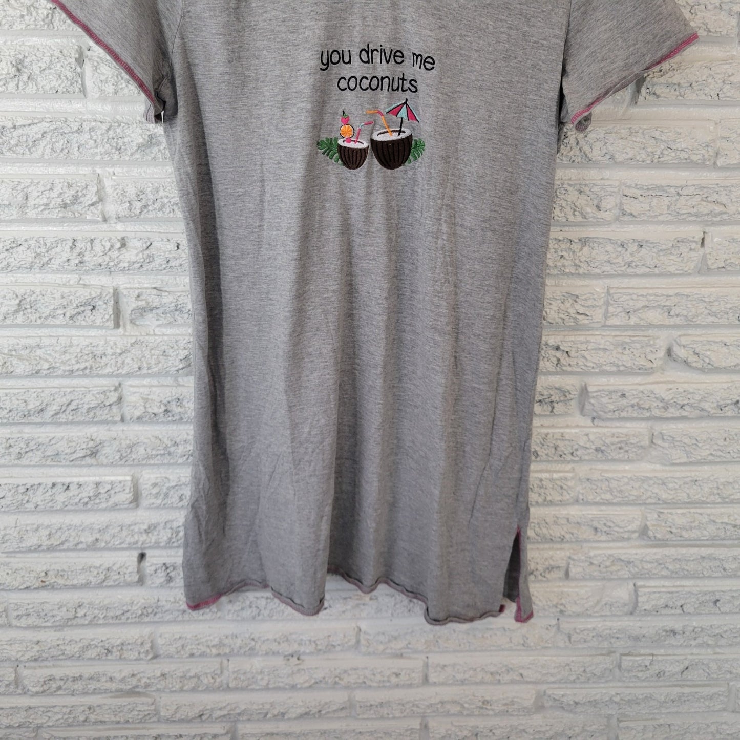 Rene Rofe Womens Pajama Top XL Nightgown You Drive Me Coconuts Vacation Lounge