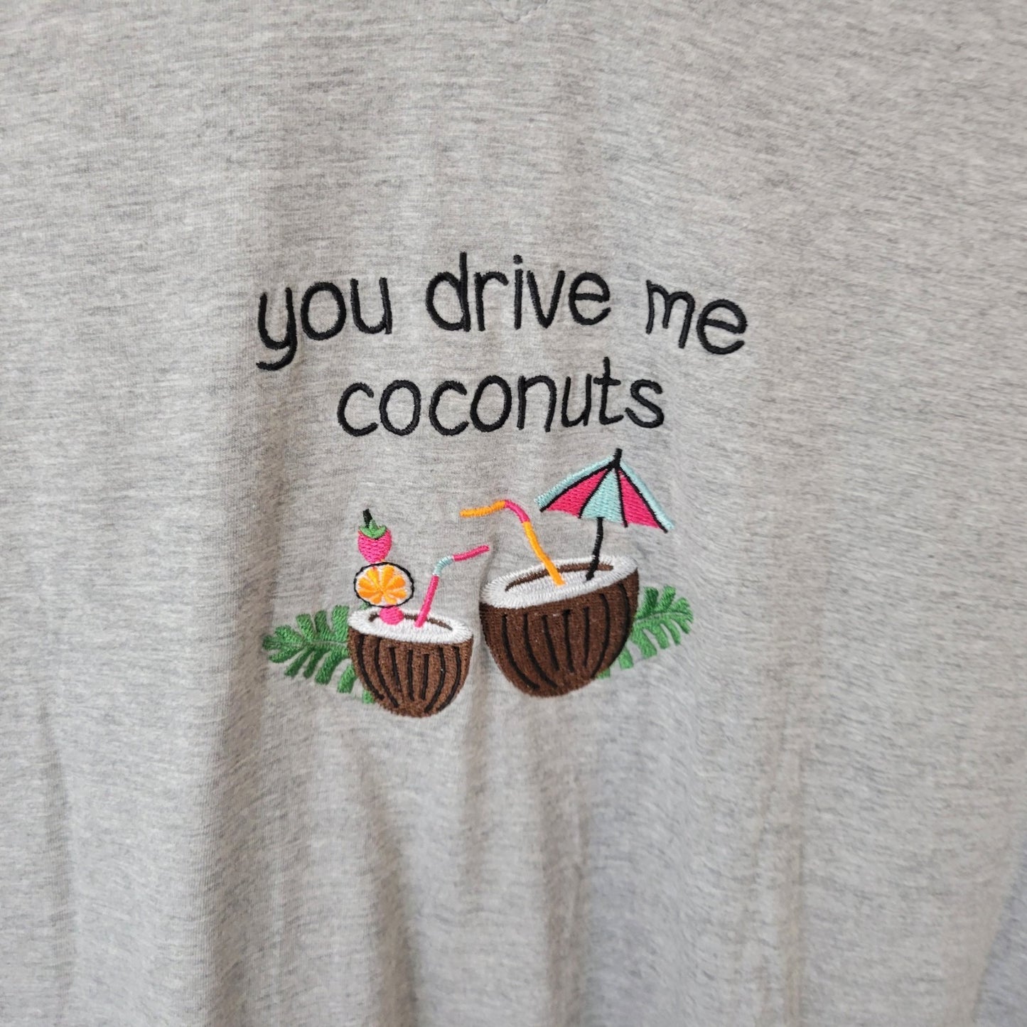 Rene Rofe Womens Pajama Top XL Nightgown You Drive Me Coconuts Vacation Lounge