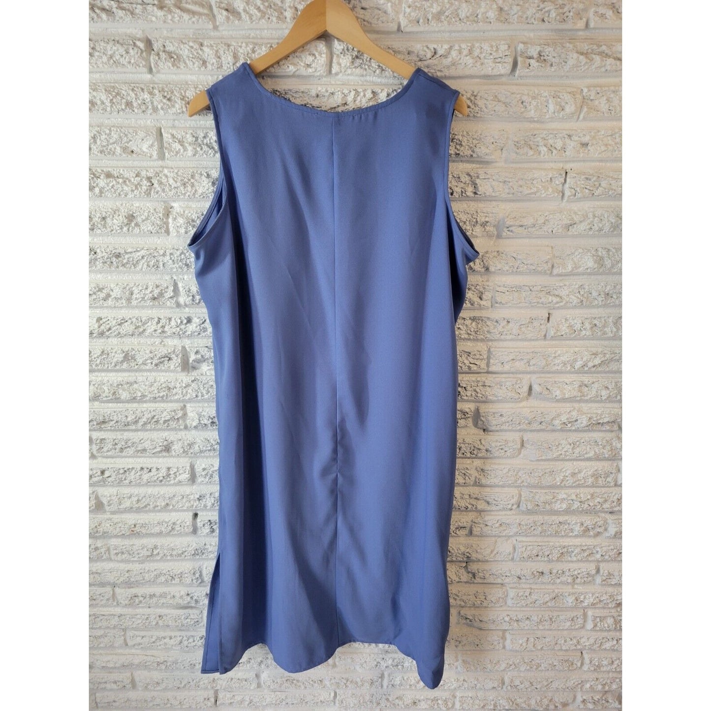 CM Shapes Women Dress 2XWP Plus Petite with Sheer Crepe Overlay Top Slits Blue