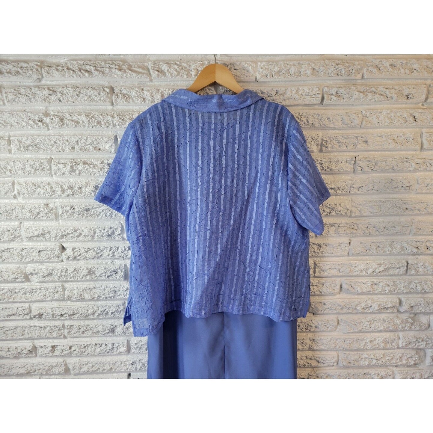 CM Shapes Women Dress 2XWP Plus Petite with Sheer Crepe Overlay Top Slits Blue