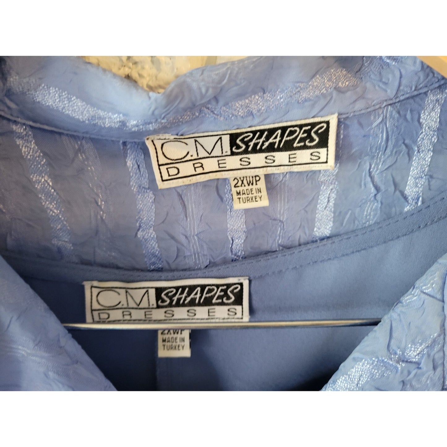 CM Shapes Women Dress 2XWP Plus Petite with Sheer Crepe Overlay Top Slits Blue