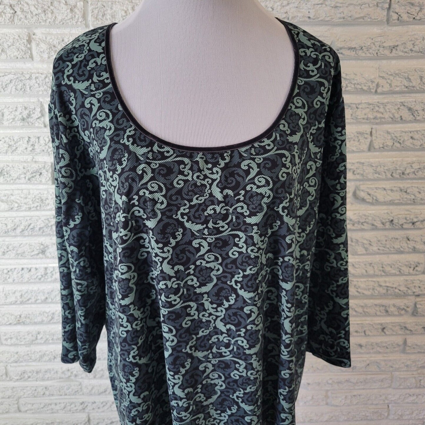 Apostrophe Womens Top 24W 26W Plus 3/4 Sleeve Blue Abstract Comfy Office Casual