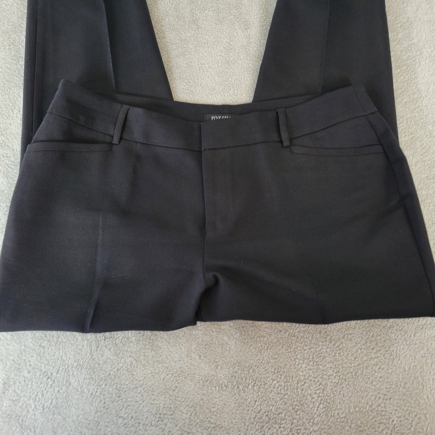 Roz Ali Womens Pants 16W Plus Cropped Zip Fly Black Cotton Blend Office Casual