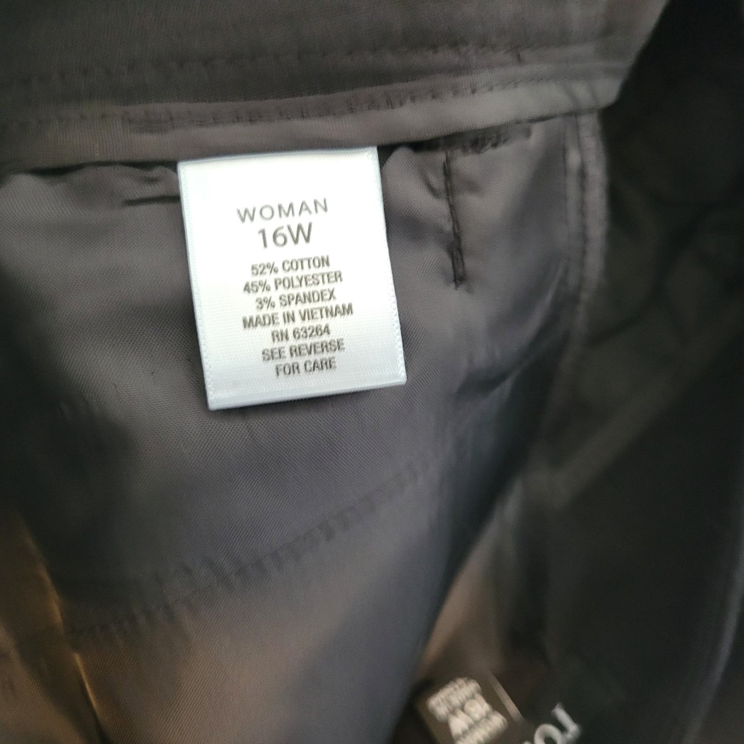 Roz Ali Womens Pants 16W Plus Cropped Zip Fly Black Cotton Blend Office Casual
