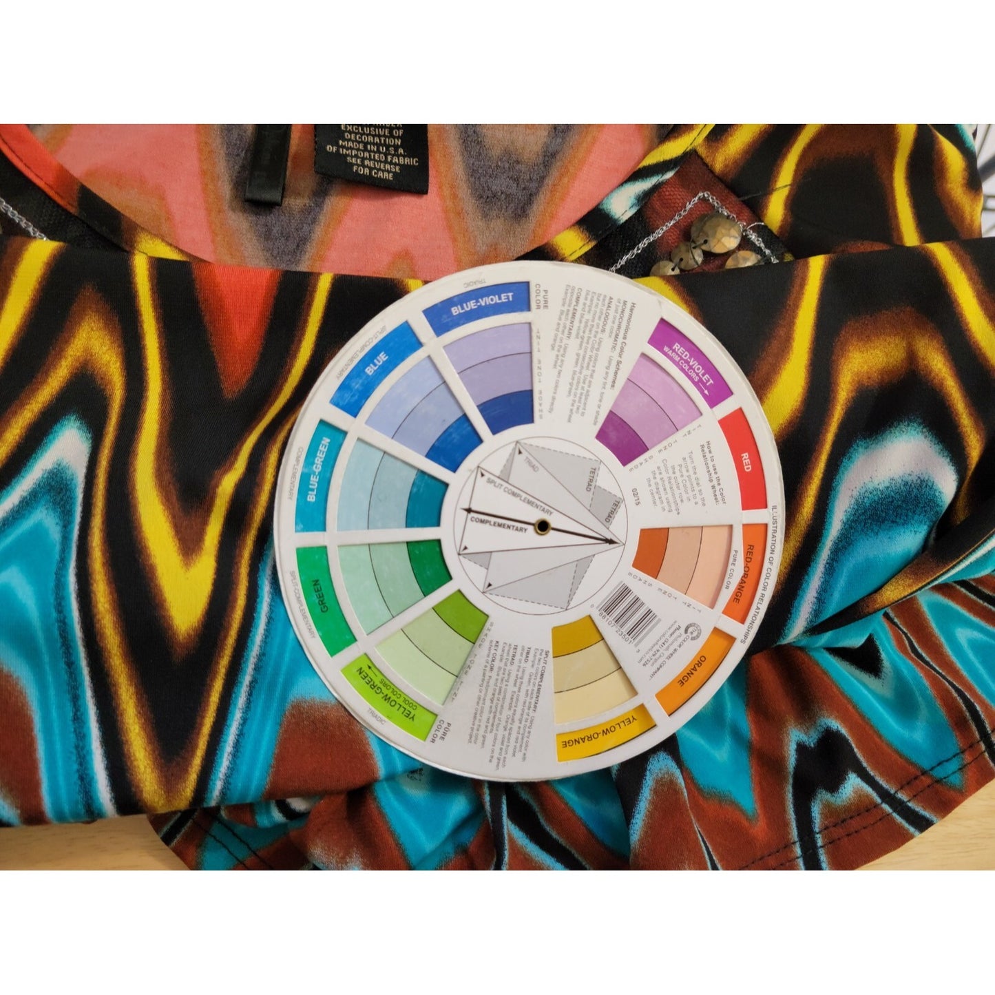 Neu Options Women Top 2X Plus Peplum Flutter Sleeve Blue Watercolor Beads Office