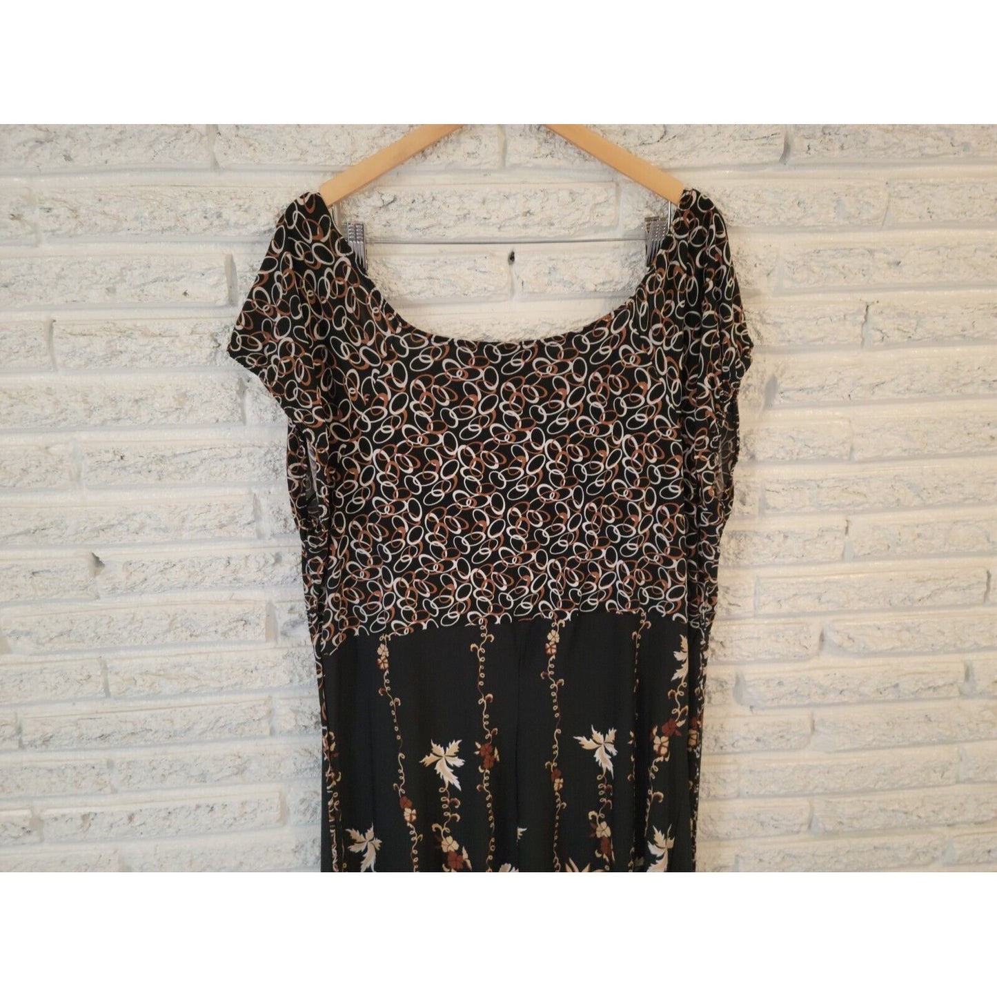 Lane Bryant Womens Dress 22W 24W Fit Flare Sleeveless Poly Blend Black Geometric