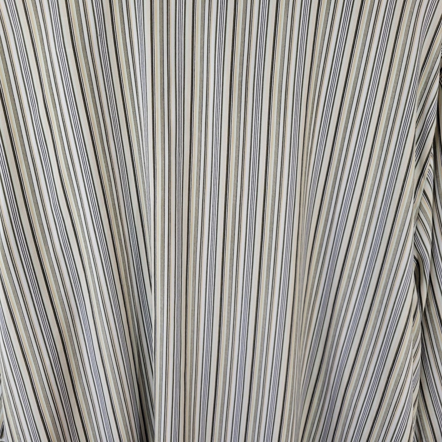 Maggie Barnes Womens Top 3X Plus 3/4 Slit Sleeve Button Green Striped Poly Blend