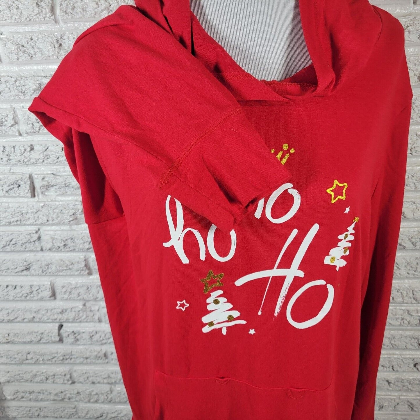 Christmas Women Top XXL 20 Plus Tee Long Sleeve Red Ho Ho Ho Holiday Lightweight