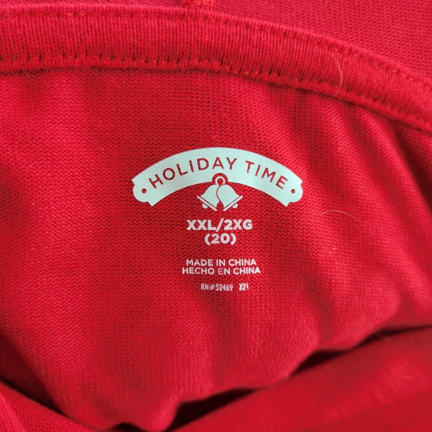 Christmas Women Top XXL 20 Plus Tee Long Sleeve Red Ho Ho Ho Holiday Lightweight