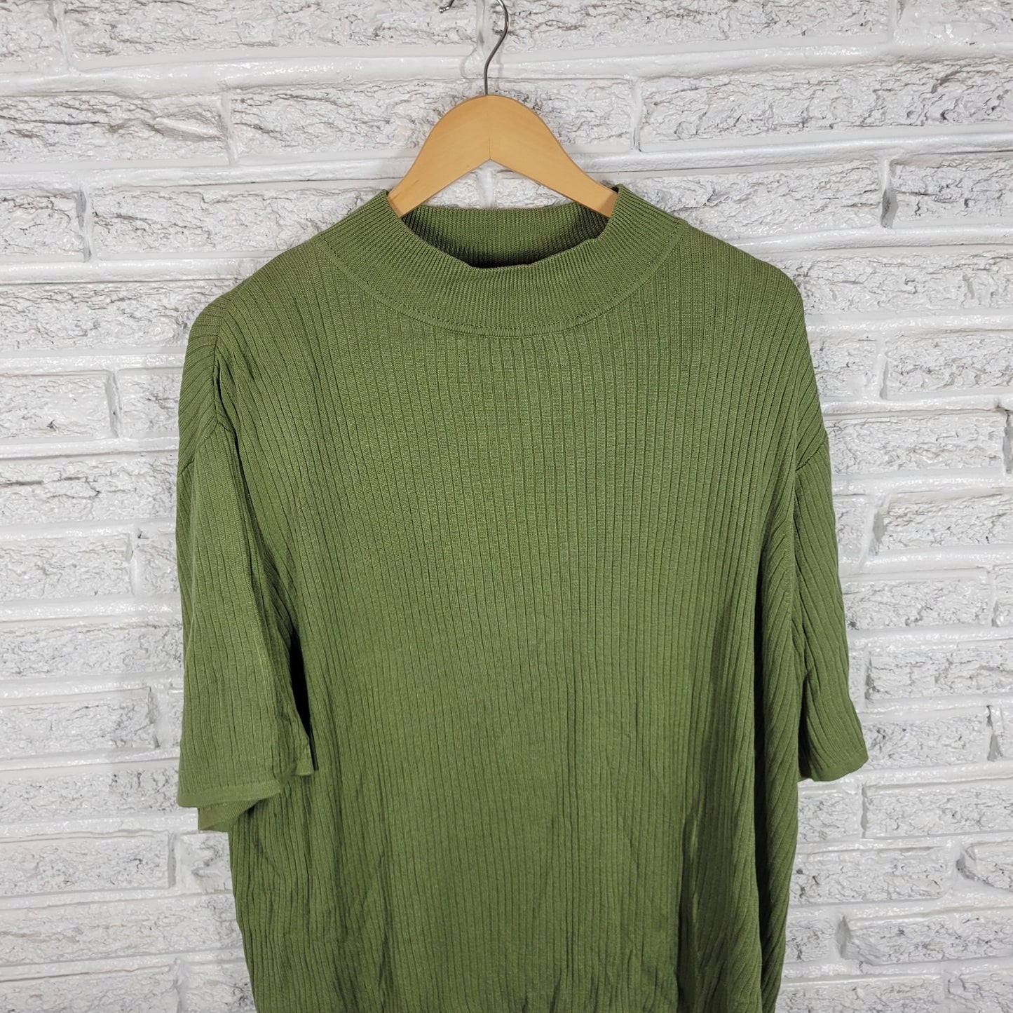 Elisabeth Womens Sweater 3X Plus Mock Turtleneck Green Silk Rayon Office Casual