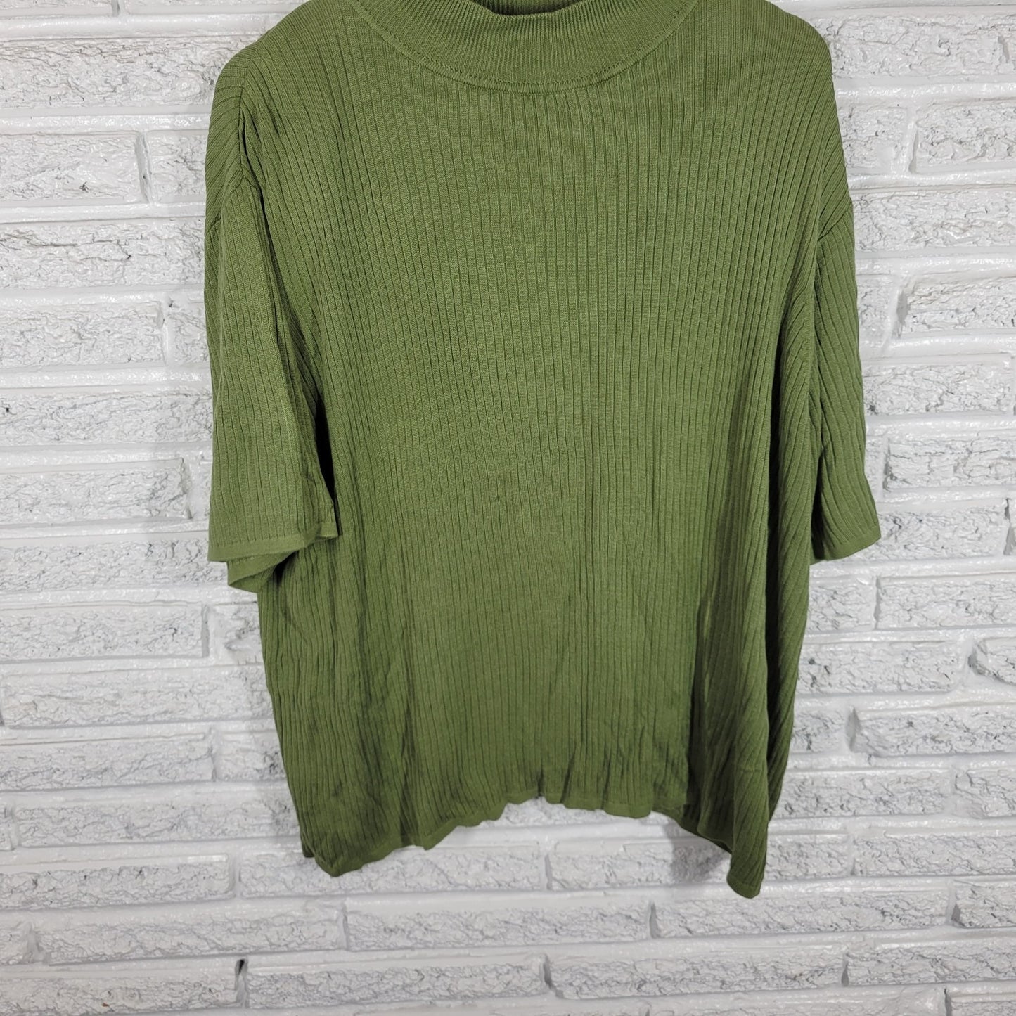 Elisabeth Womens Sweater 3X Plus Mock Turtleneck Green Silk Rayon Office Casual