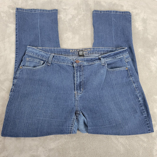 Ashley Stewart Womens Jeans 18W Plus Straight Leg Dark Blue Denim Zip Fly Comfy