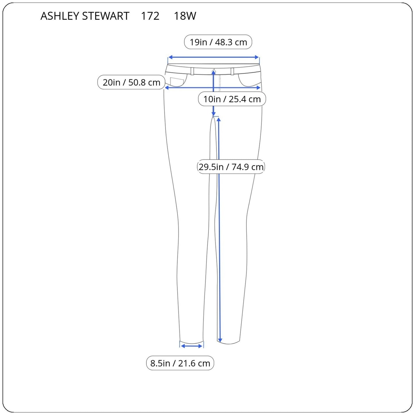Ashley Stewart Womens Jeans 18W Plus Straight Leg Dark Blue Denim Zip Fly Comfy