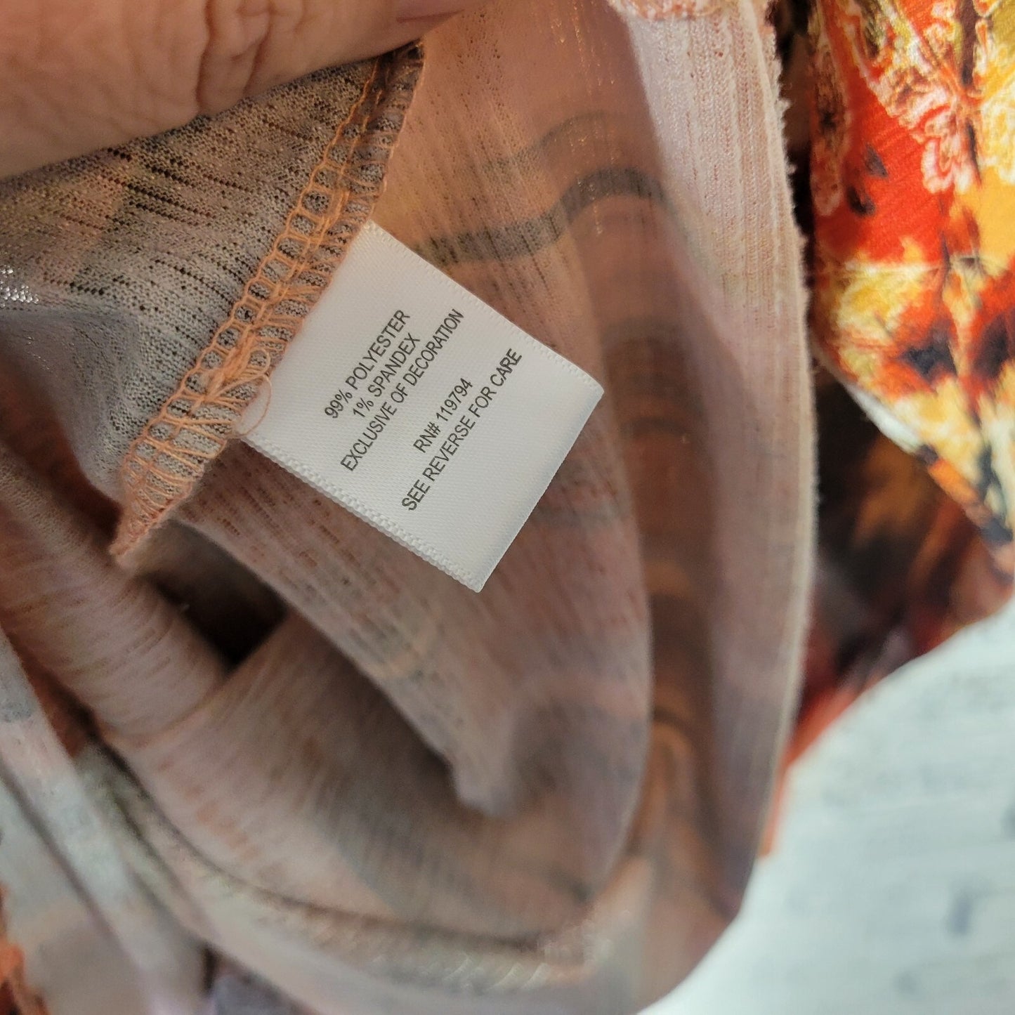 Live Let Live Womens Top XXXL Tunic Orange Paisley Crochet Poly Blend Studded