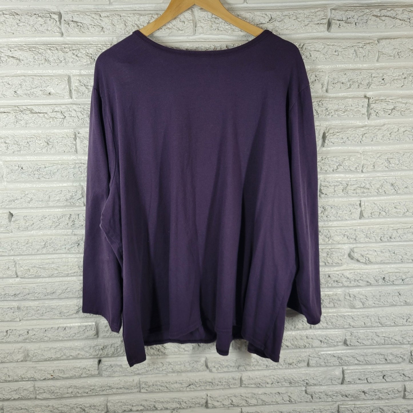 Woman Within Women's 4X Blue Tunic Top Long Sleeve Pullover Cotton Blend BLU236E