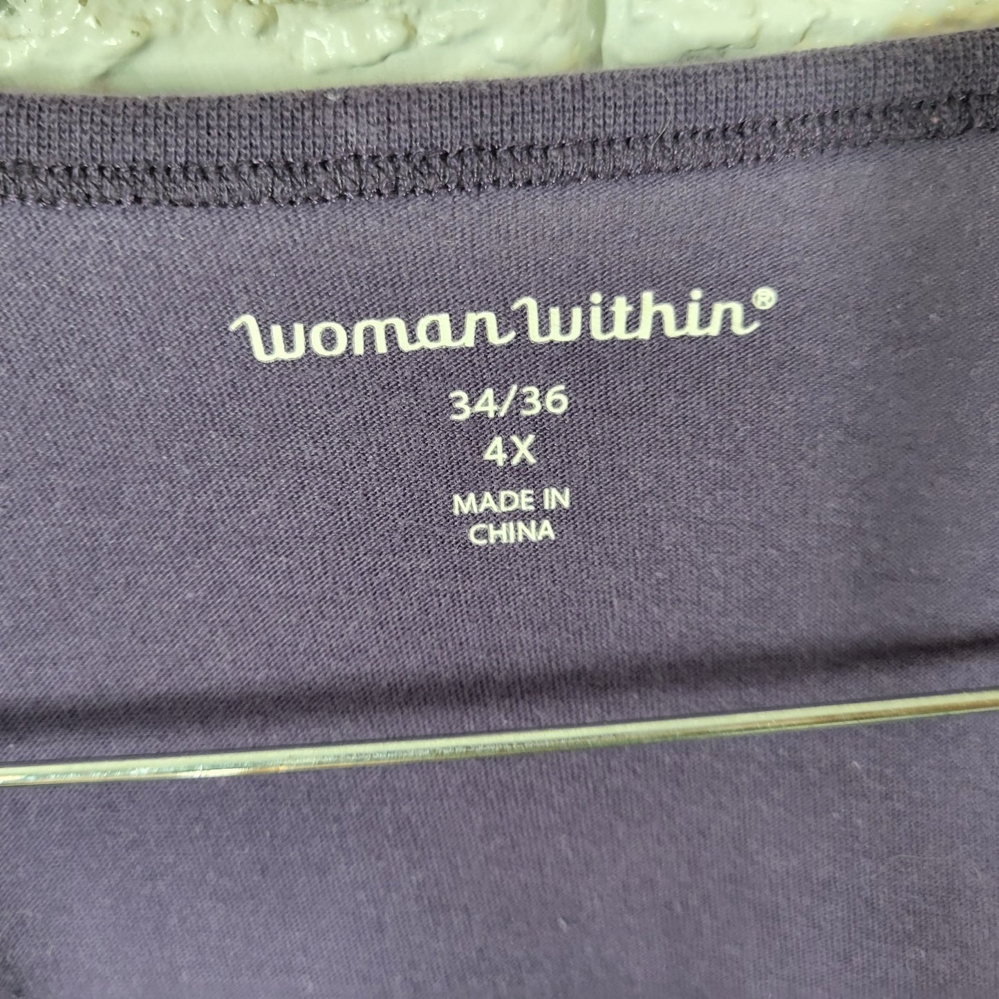 Woman Within Women's 4X Blue Tunic Top Long Sleeve Pullover Cotton Blend BLU236E