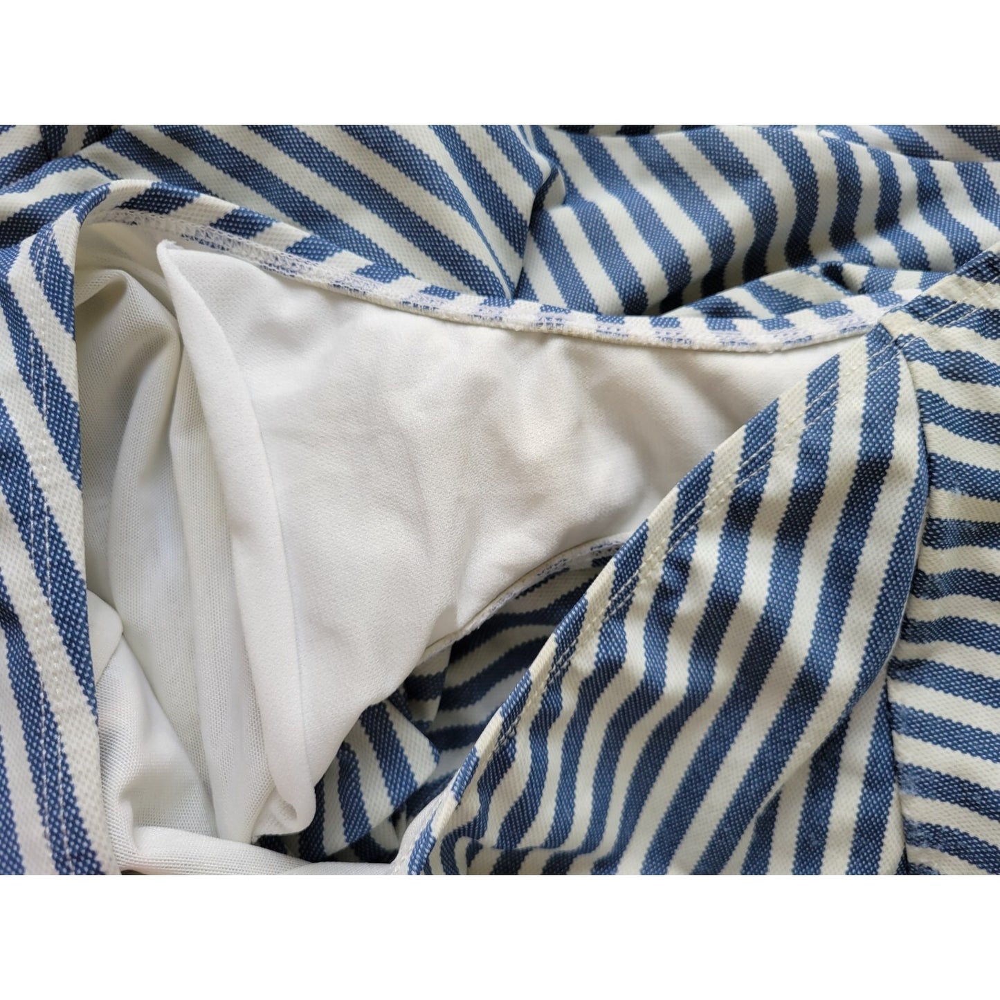 Time Tru Womens Swimsuit 2X 20W 22W Plus One Piece Bra Blue Stripe Lined Keyhole