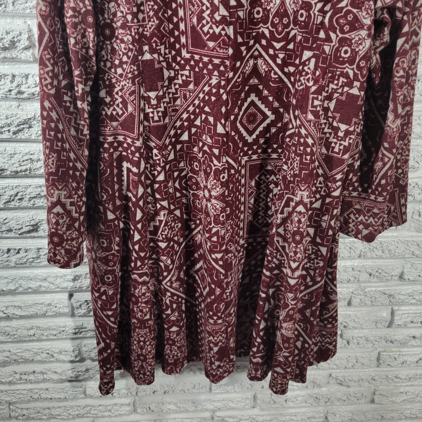 Alyx Dress Size 20W Brown Geometric Knit Lined Long Sleeve Casual Knee Lengt