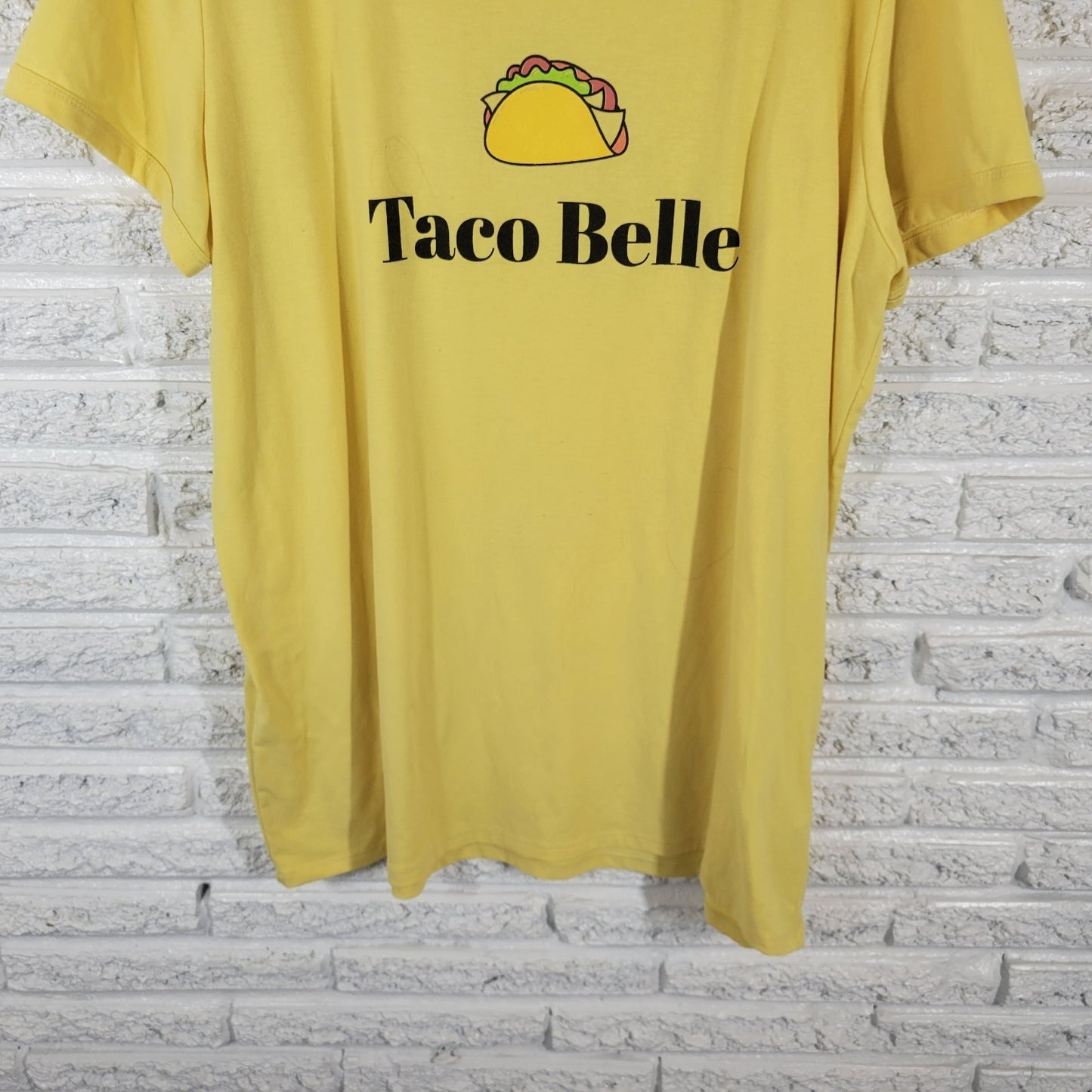 Lularoe Womens Top 3XL Plus Tee Short Sleeve Taco Belle Yellow Casual Poly Blend