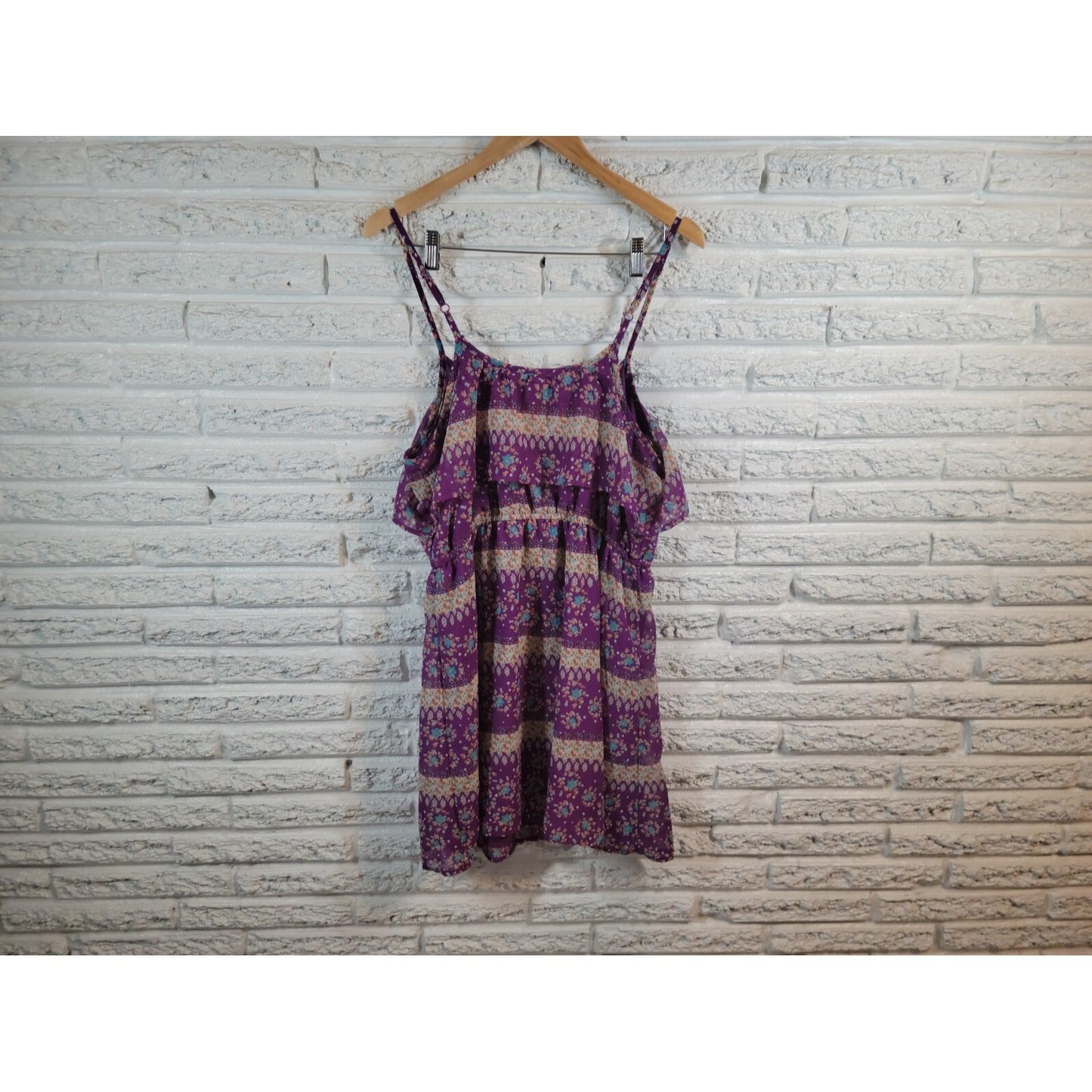 Mossimo Women Dress Extra Large Slim Mini Spaghetti Strap Purple Floral Comfy