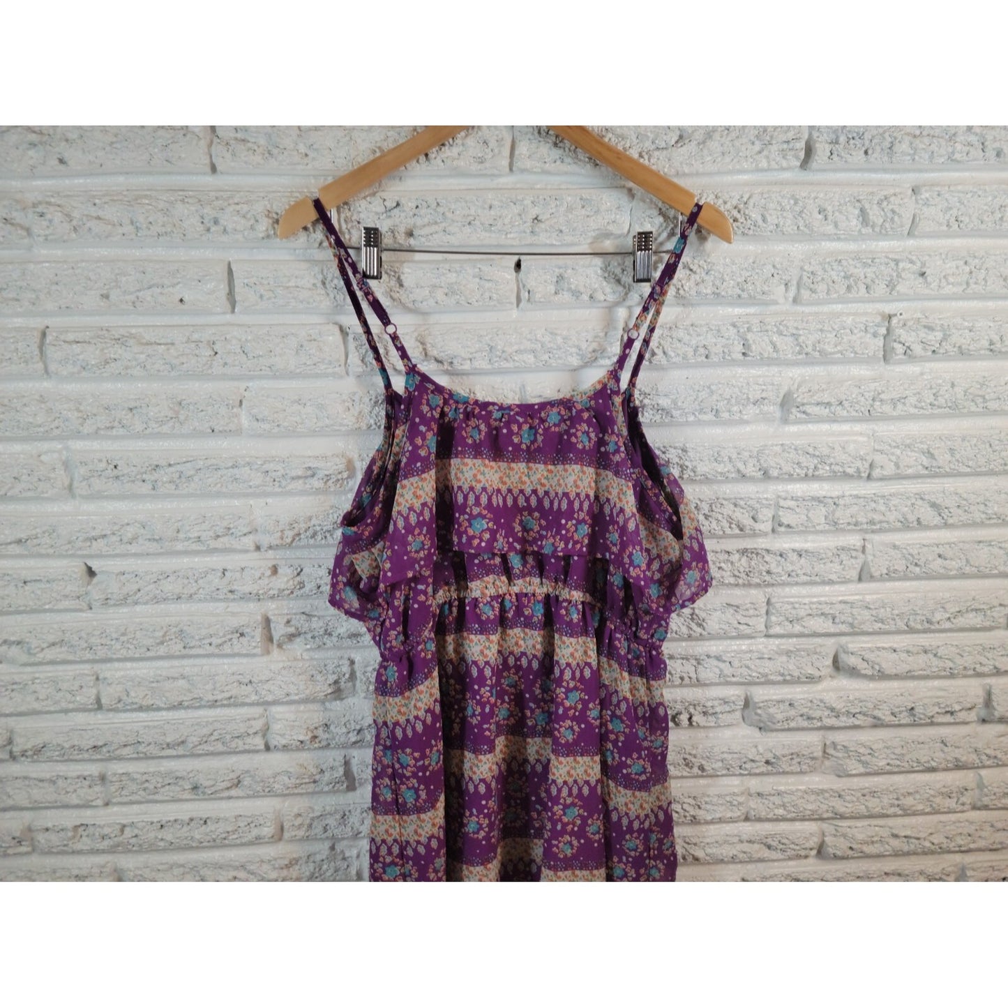 Mossimo Women Dress Extra Large Slim Mini Spaghetti Strap Purple Floral Comfy